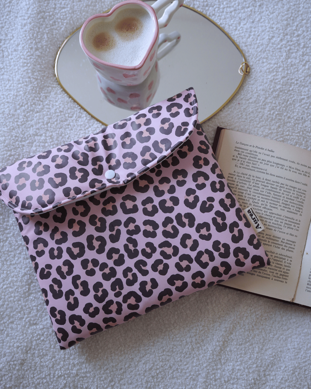 Pochette à livre imperméable – Léopard mauve