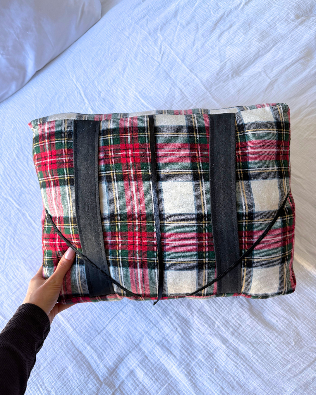 Coussin de lecture tartan