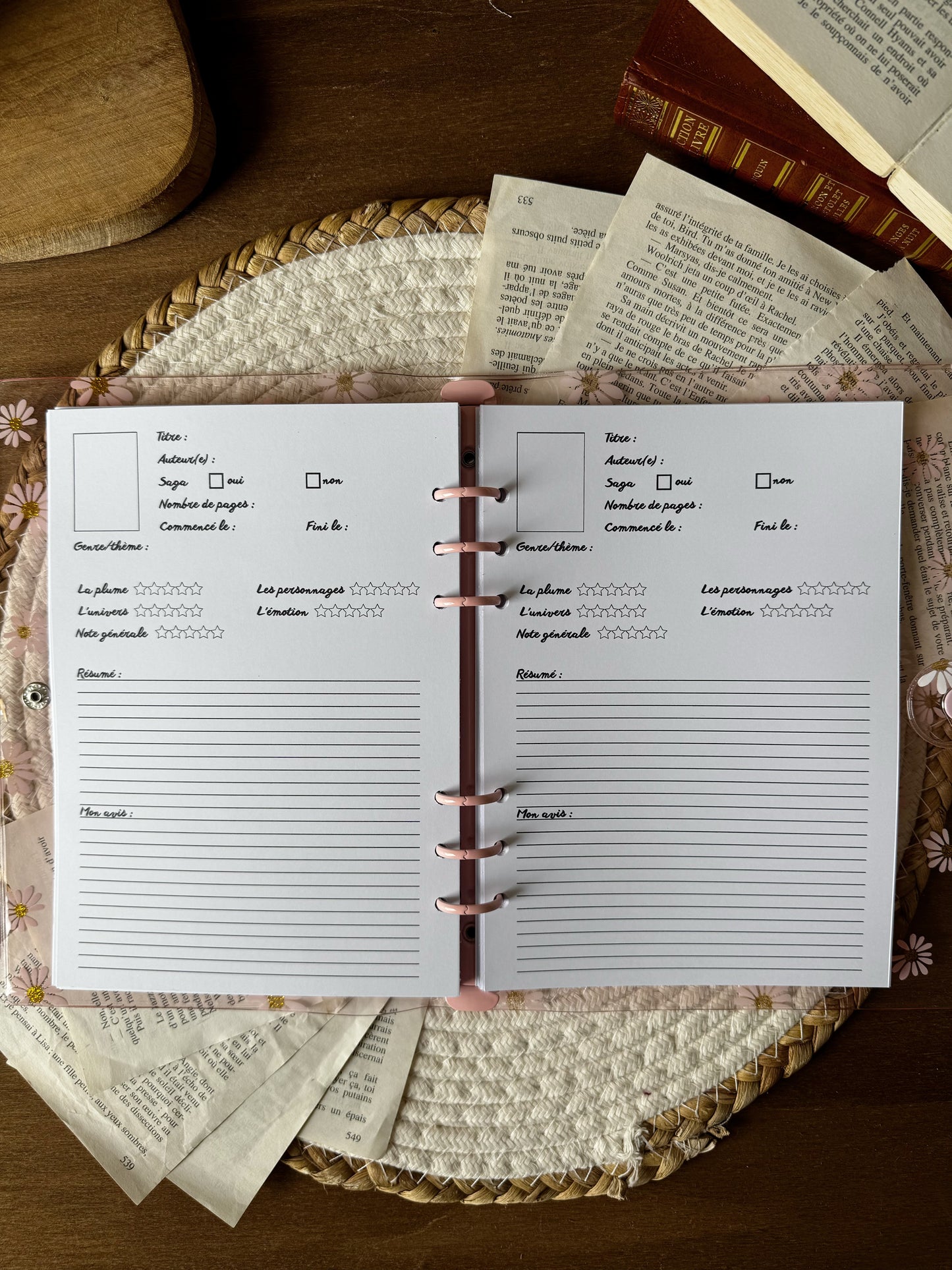 Carnet de lecture à compléter