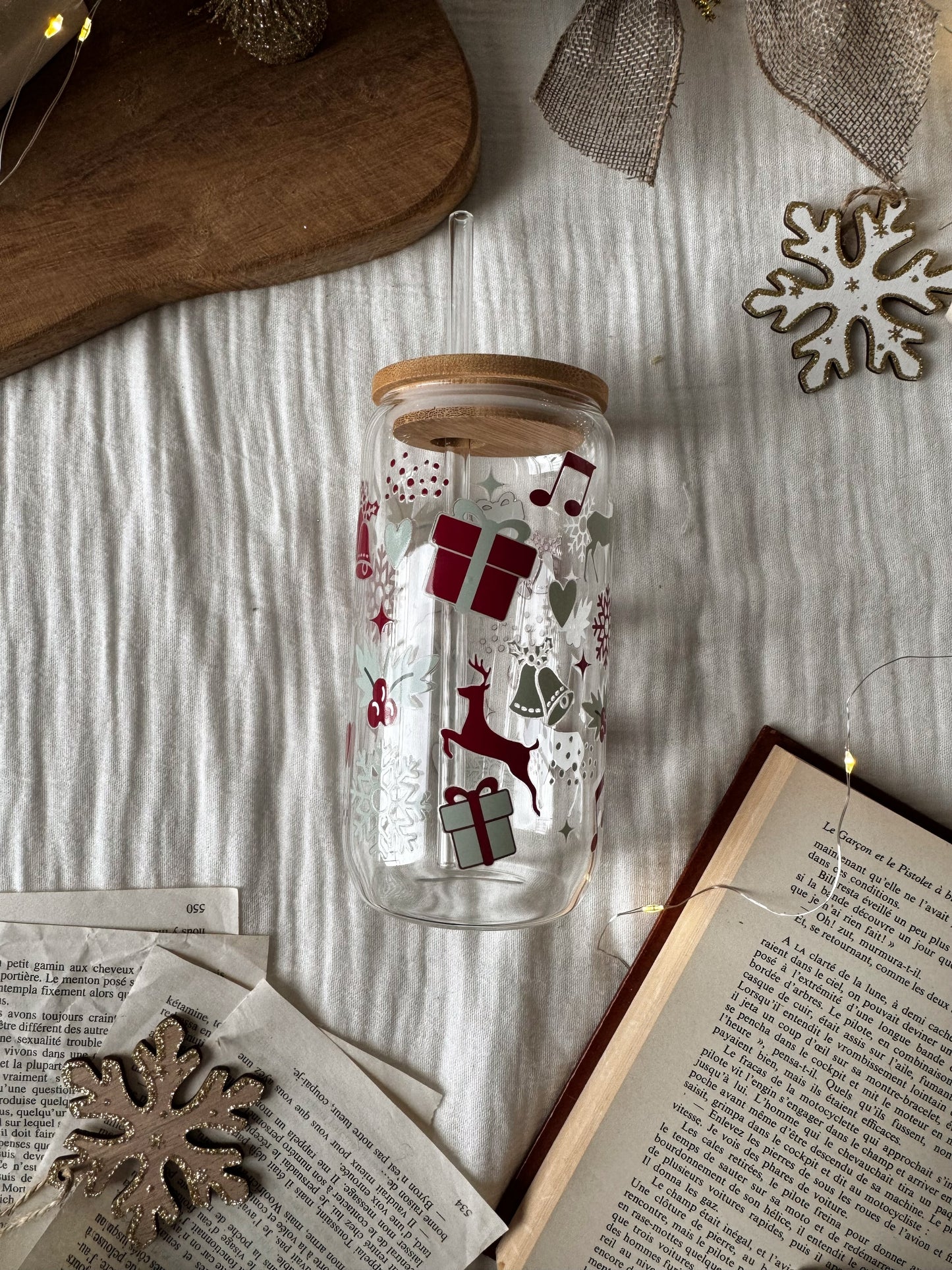 Verre de Noel rouge et vert