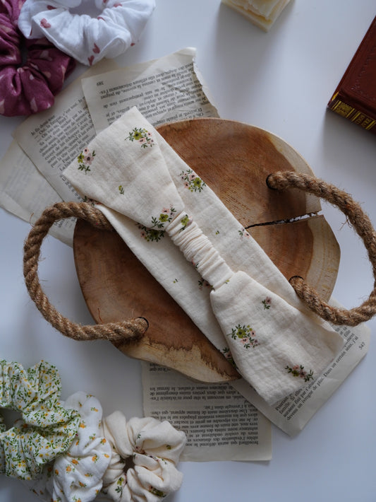Bandeau cheveux écru à fleurs - Aurea Créations