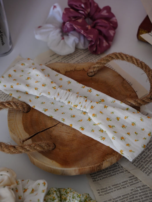 Bandeau cheveux fleuri blanc - Aurea Créations