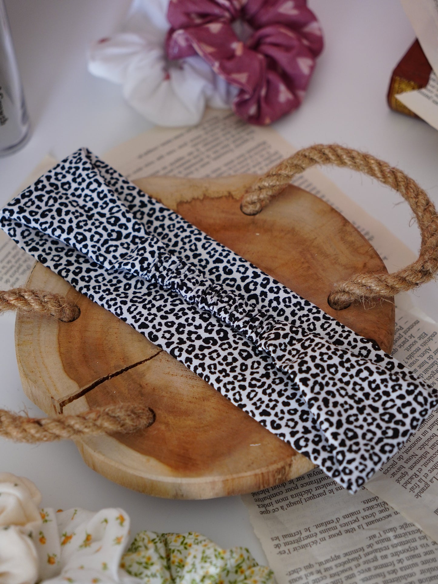 Bandeau cheveux graou blanc et noir - Aurea Créations