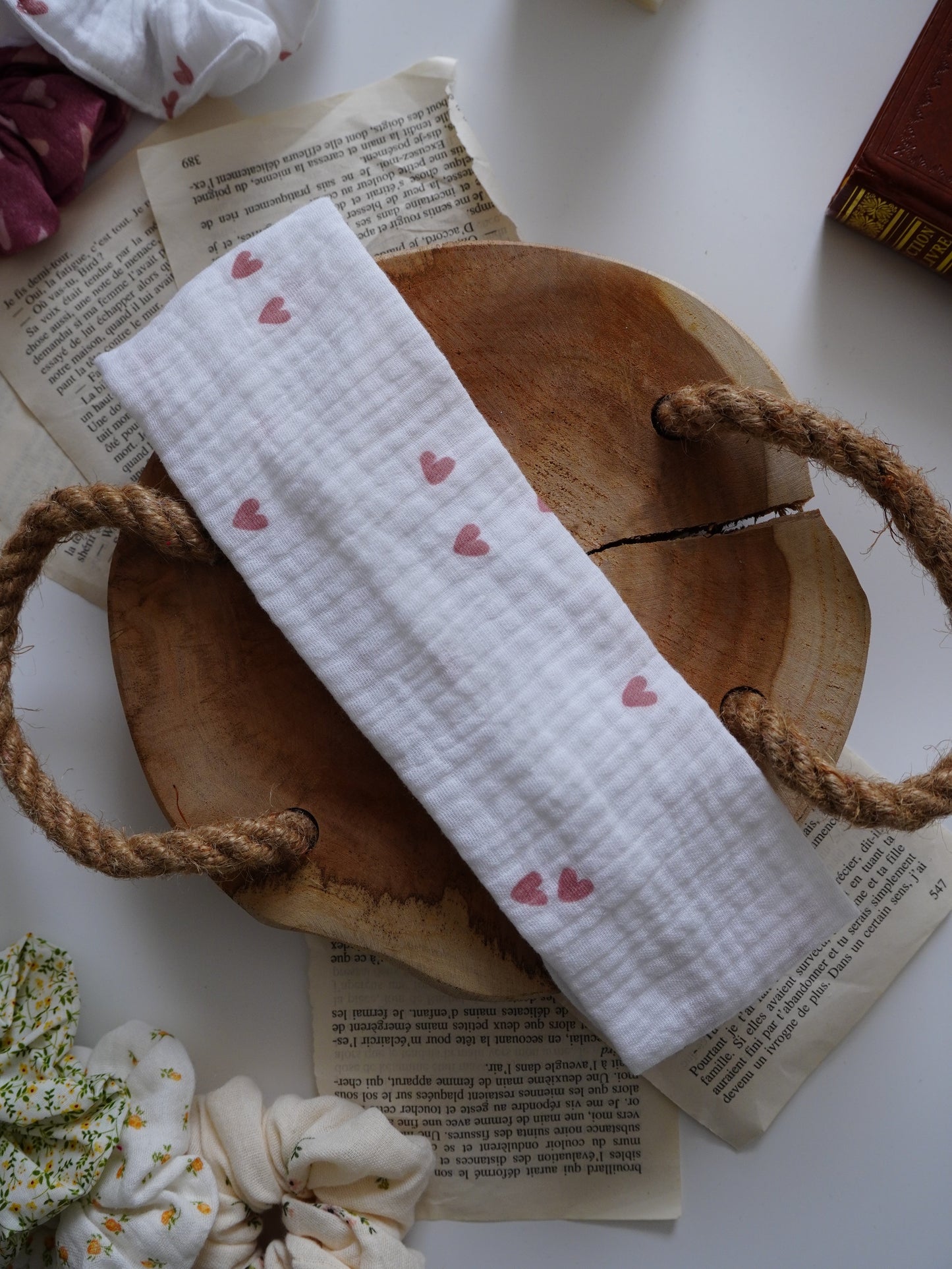 Coffret duo bandeau et chouchou | Duo coeur - Aurea Créations