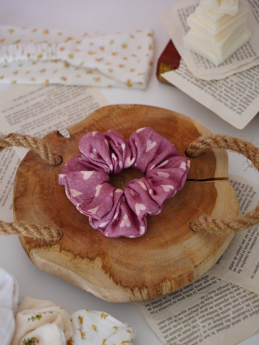 Coffret duo bandeau et chouchou | Duo coeur rose - Aurea Créations