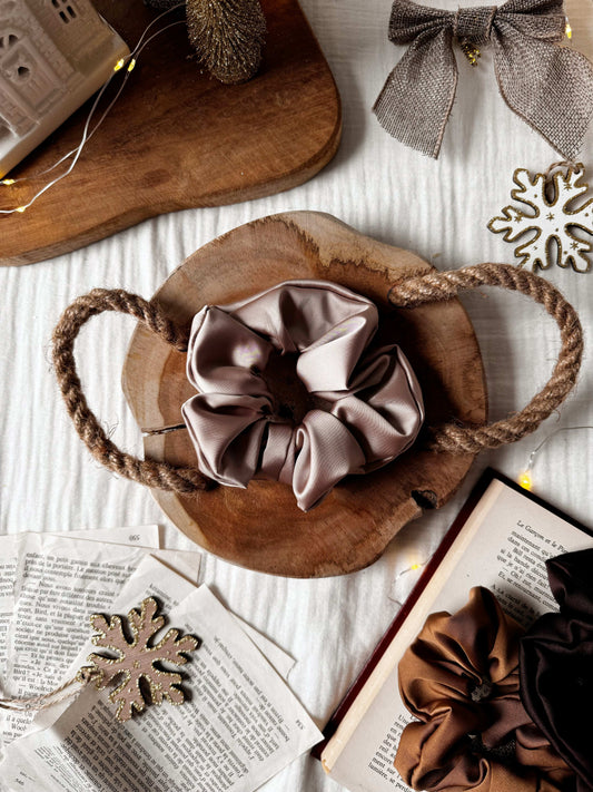 Trio de chouchou en satin Nude - Aurea Créations