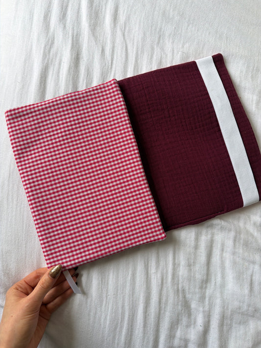 Protège livre taille M Vichy rose