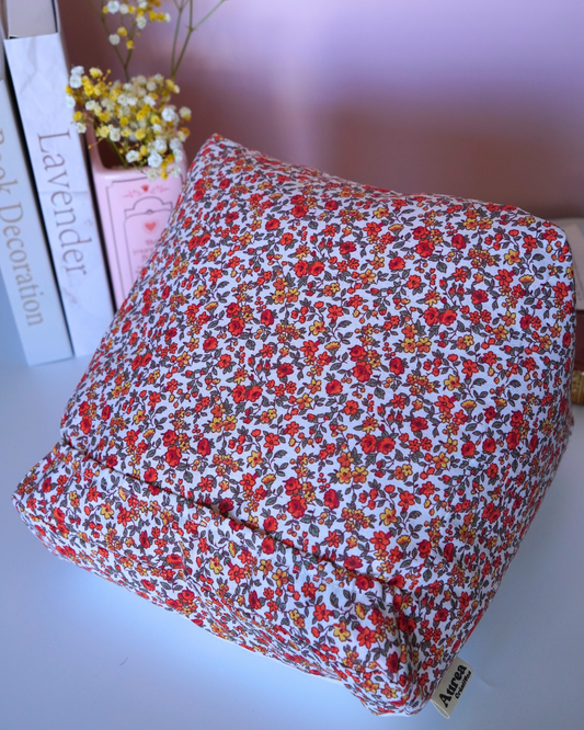 Coussin pour liseuse petites fleurs oranges