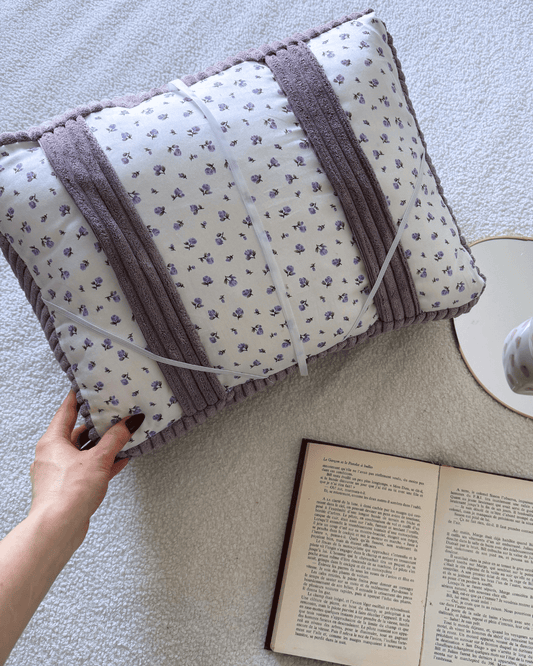Coussin de lecture velours violet
