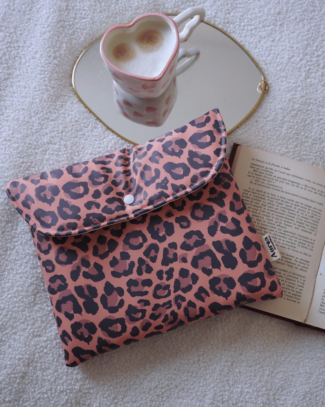 Pochette à livre imperméable – Leopard orange