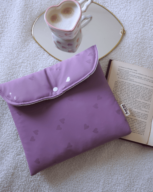 Pochette à livre imperméable – Coeur violet