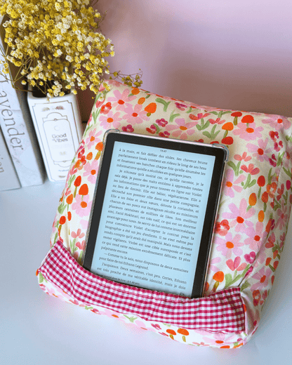 Coussin pour liseuse fleurs oranges