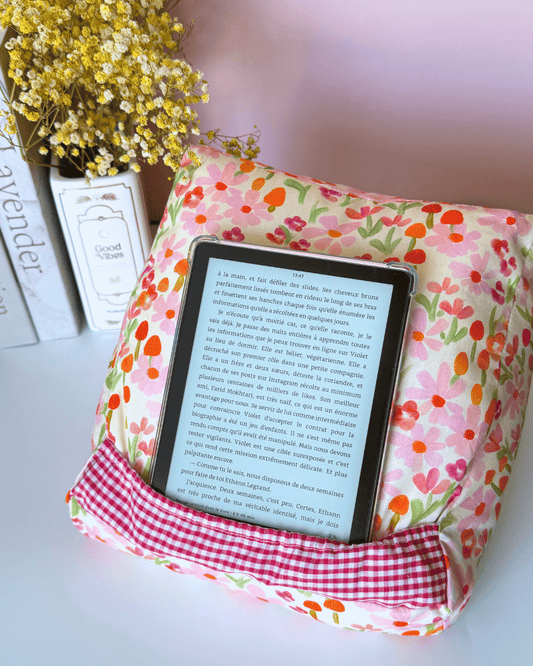 Coussin pour liseuse fleurs oranges