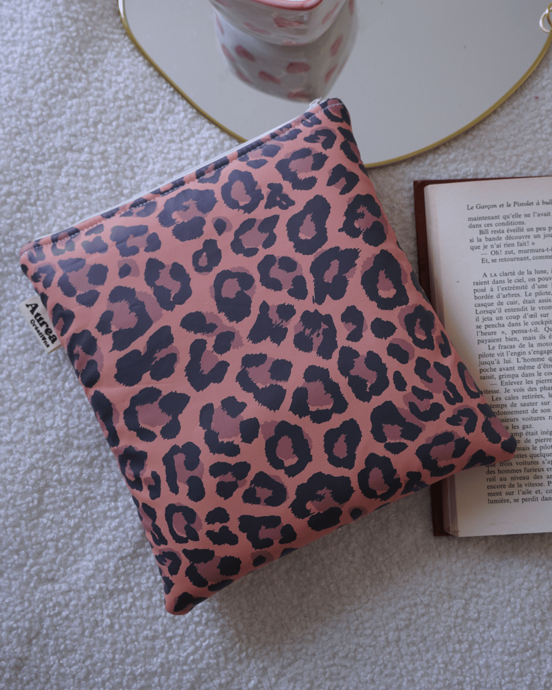 Pochette à liseuse imperméable –Léopard orange