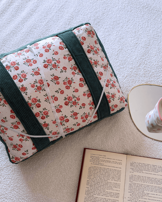 Coussin de lecture velours vert foncé