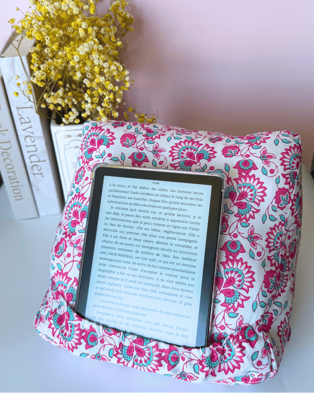 Coussin pour liseuse turquoise