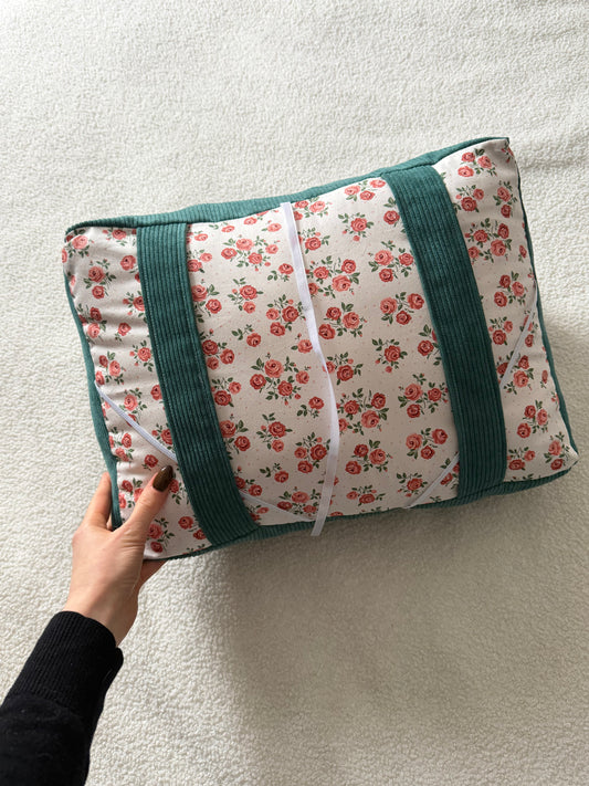 Coussin de lecture velours vert foncé