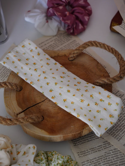 Coffret duo bandeau et chouchou | Duo fleurs oranges - Aurea Créations