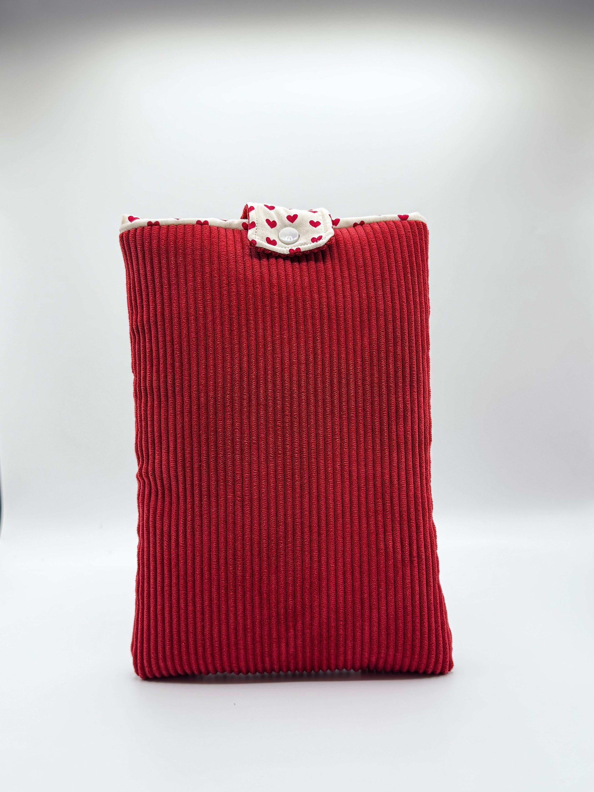 Pochette à livre en velours côtelé rouge - Modèle Louise - Aurea Créations