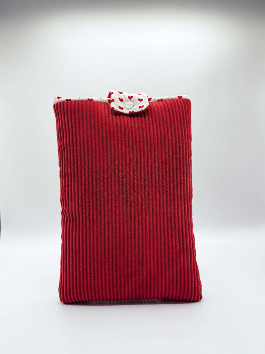 Pochette à livre en velours côtelé rouge - Modèle Louise - Aurea Créations