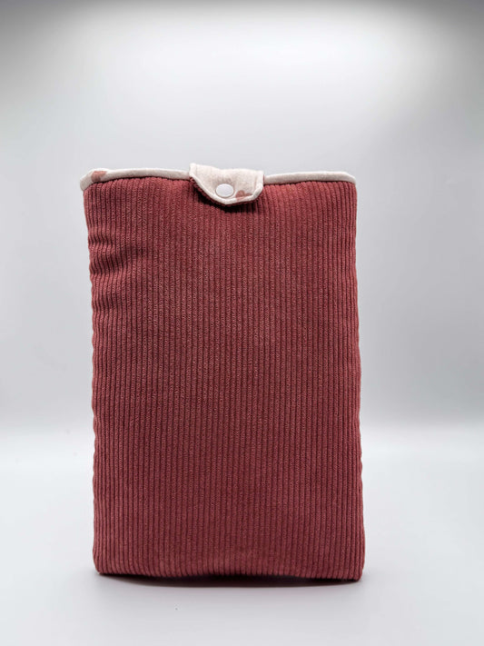 Pochette à livre en velours côtelé vieux rose - Modèle Pénélope - Aurea Créations