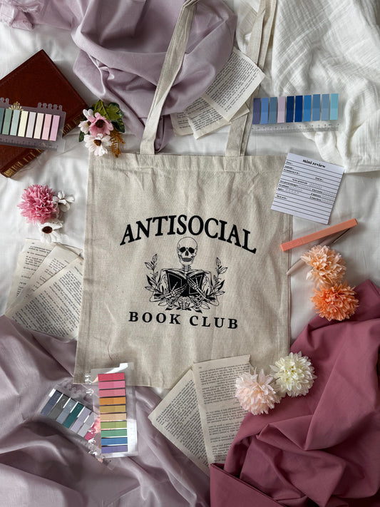 Tote bag « Antisocial book club » - Aurea Créations