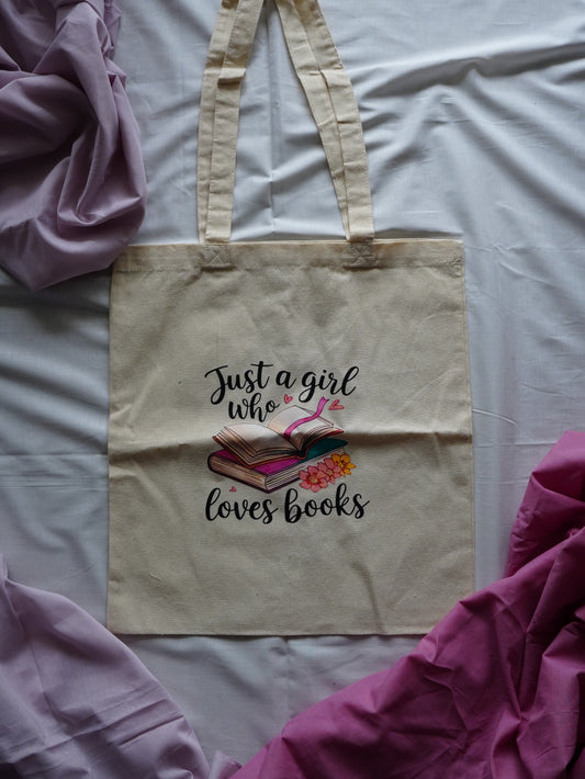 Tote bag "juste a girl who love books" - Aurea Créations